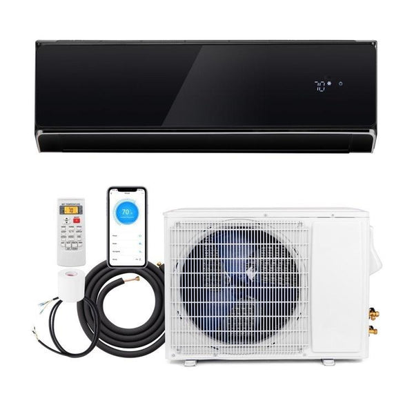 12000 BTU 22 SEER2 208-230V Wifi Enabled Mini Split Air Conditioner and Heater Black