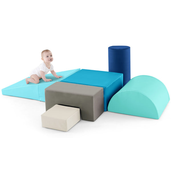 6 Pieces Foam Climbing Blocks Indoor Climb and Crawl Activity Playset with Rectangles-Multicolor