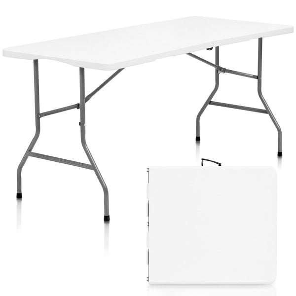 HONGGE 5 ft Folding Table Plastic Foldable Table for Indoor/Outdoor Use, Picnics, Parties, BBQs - 300 lbs Capacity