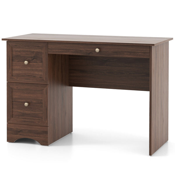 Wooden Computer Desk Workstation with 3 Drawers for Home and Office-White