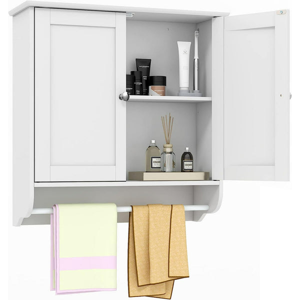 HONGGE Wooden Wall Cabinet with a Door For Living Room Bedroom Kitchen White
