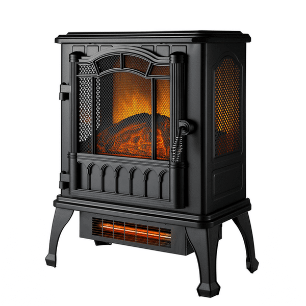 HONGGE Black 1500w 2-Setting 3D Electric Stove Heater with Life-like Flame