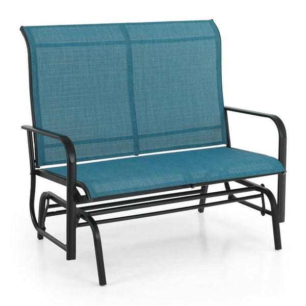 HONGGE 47in Outdoor Patio Glider Bench Rocking Chair for 2 Person - Blue