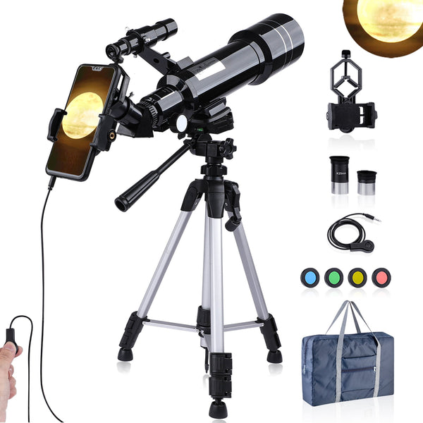 HONGGE Telescope for Astronomy, 400/70 Refractor Telescope for Adults Kids Beginners, Portable Telescope with Tripod